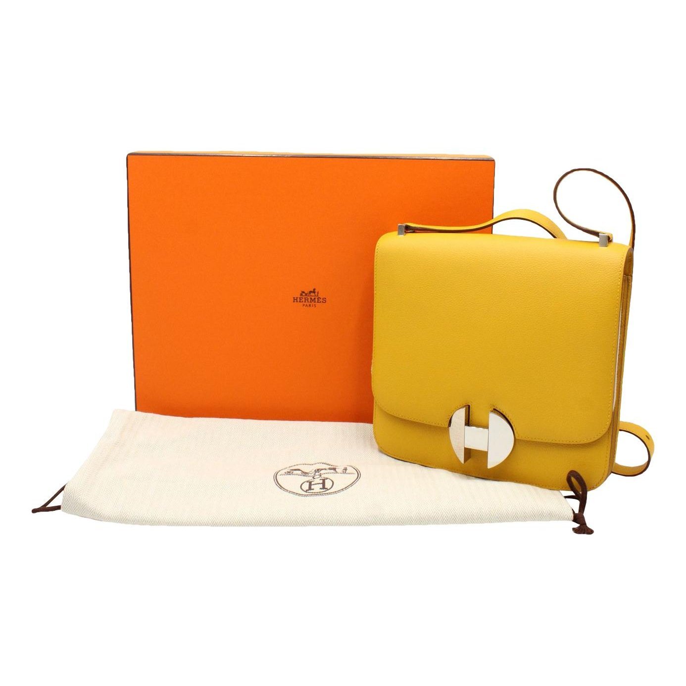 Hermes 2002 20 Handbag Jaune Ambre Evercolor Leather 2002