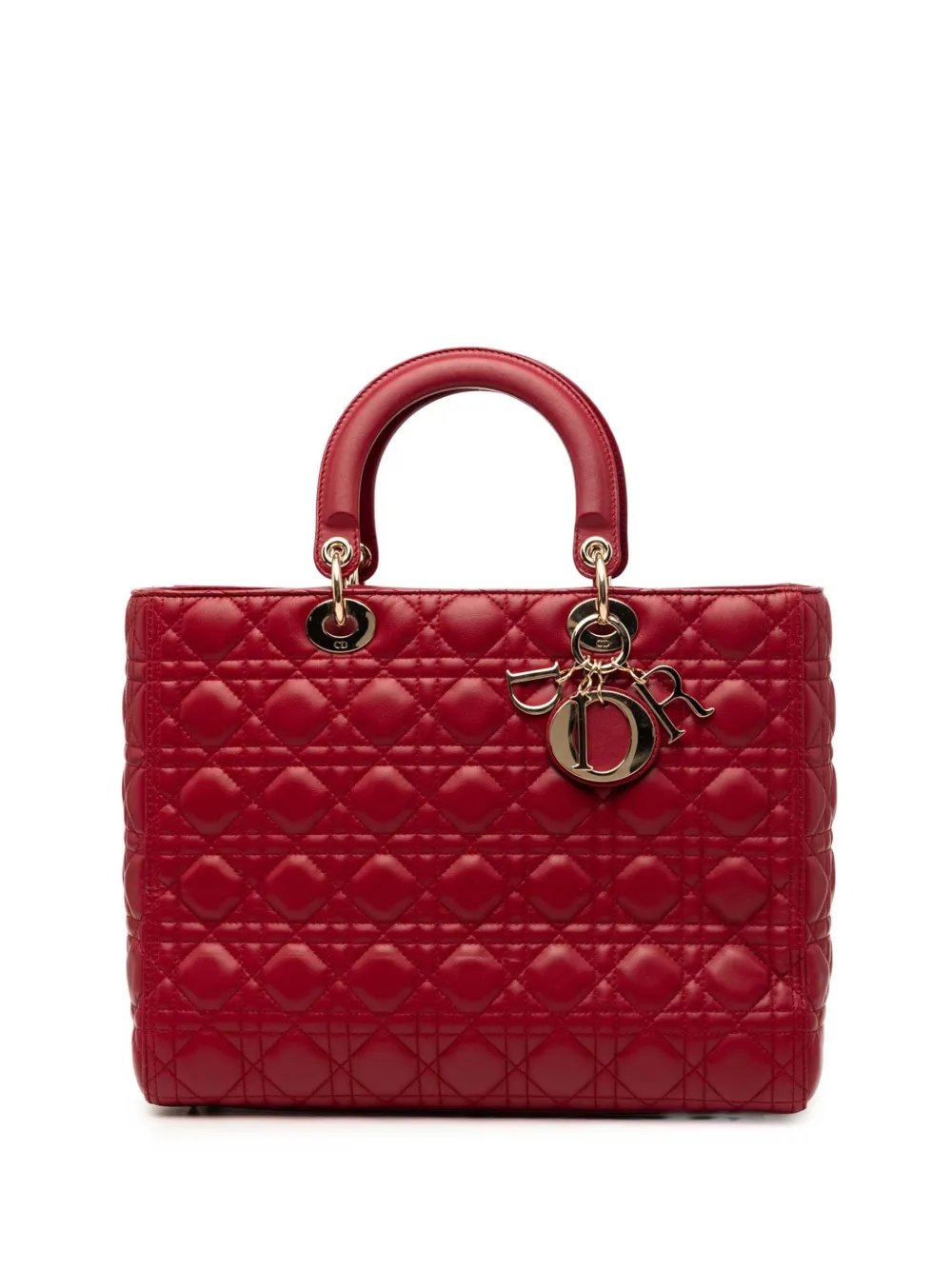 2018 Large Lambskin Cannage Lady Dior satchel