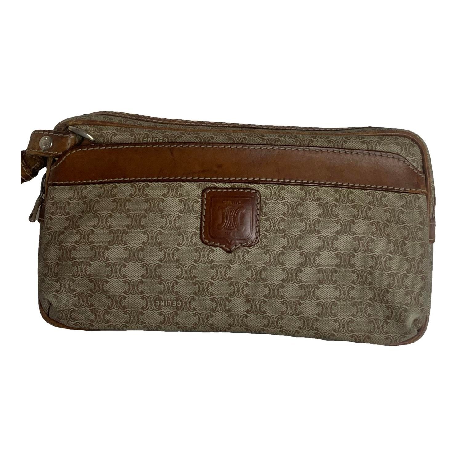 Triomphe Vintage leather clutch bag