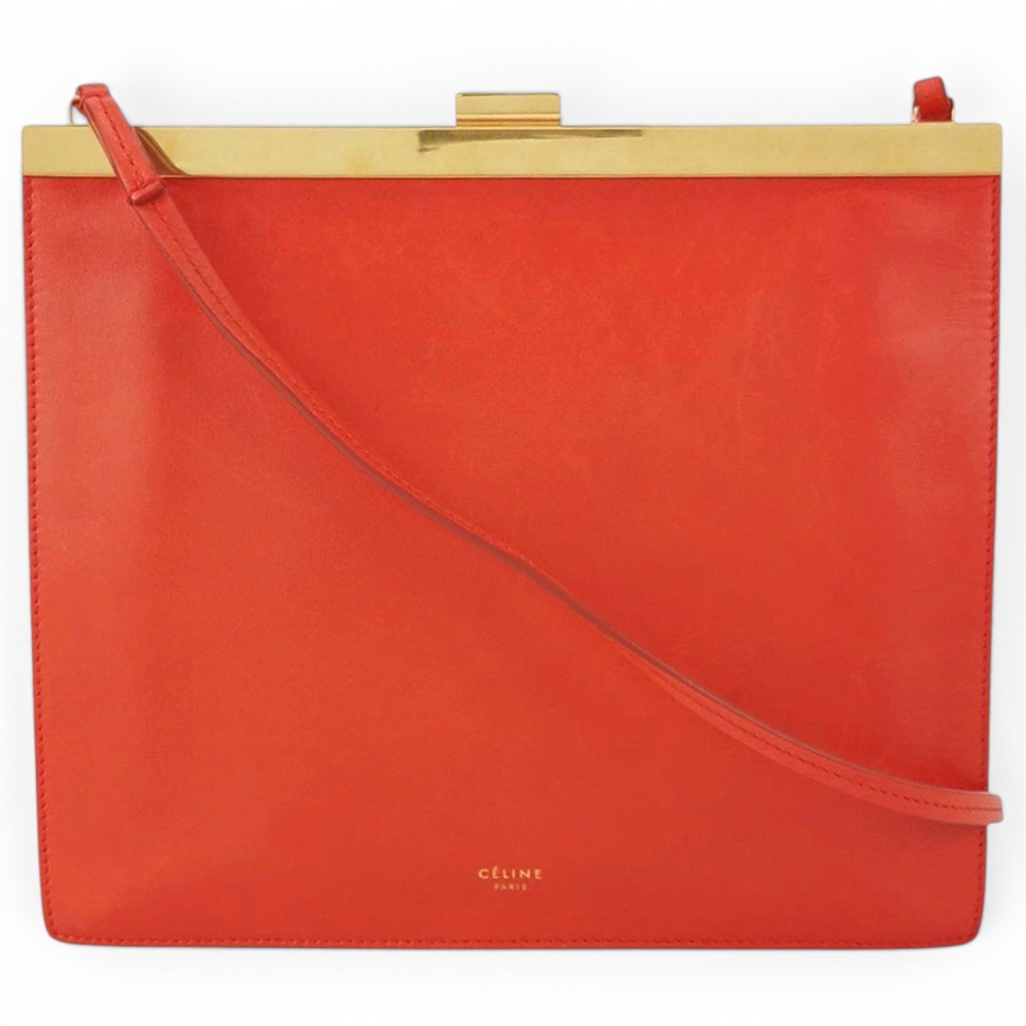 Clasp leather handbag