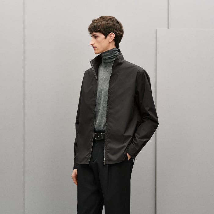 Anthracite Straight Cut Shirt With Contrasted Detail