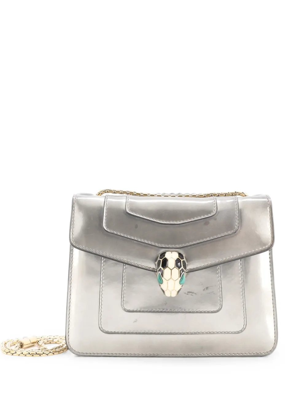 Serpenti Forever Square Metallic Leather Small shoulder bag