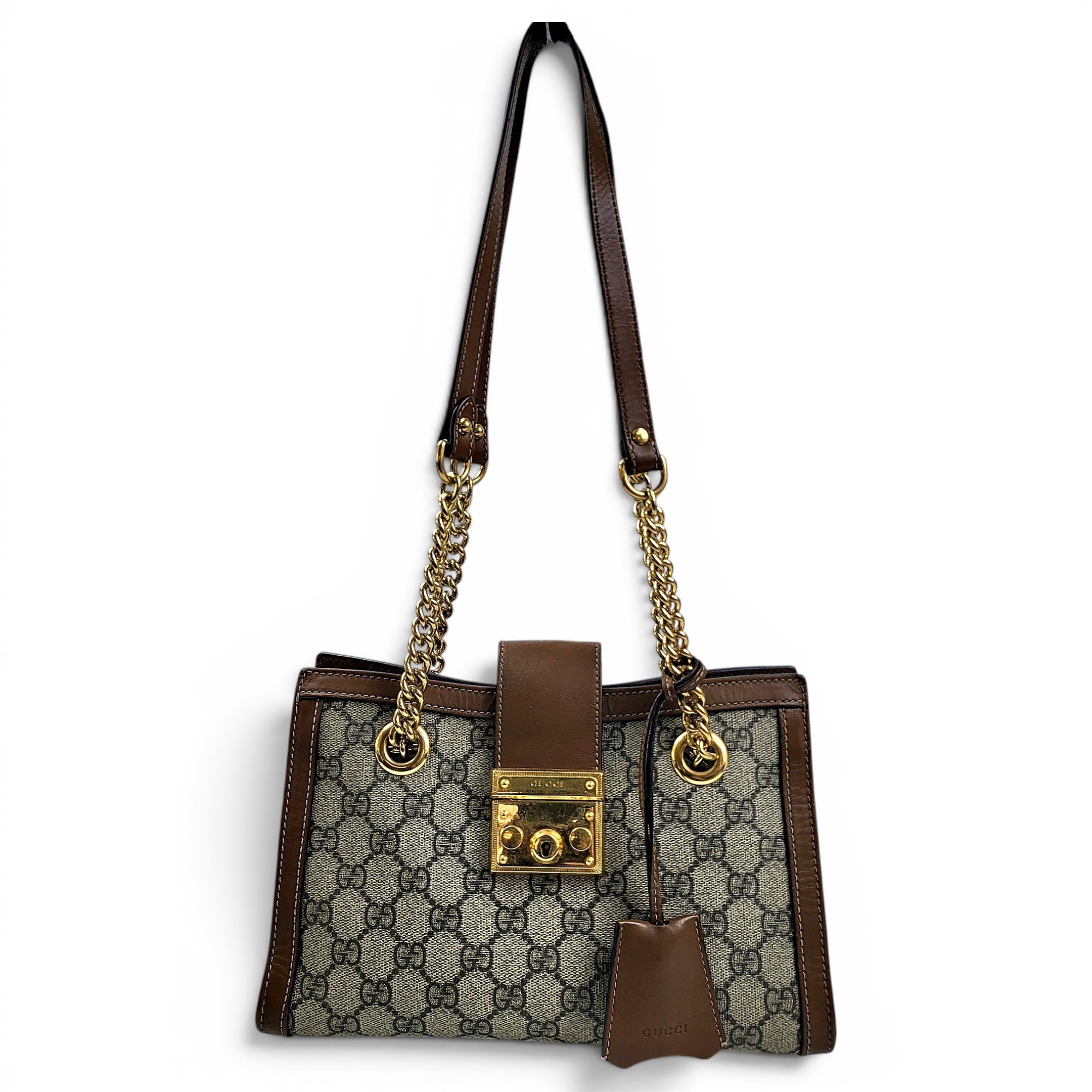 Padlock leather handbag