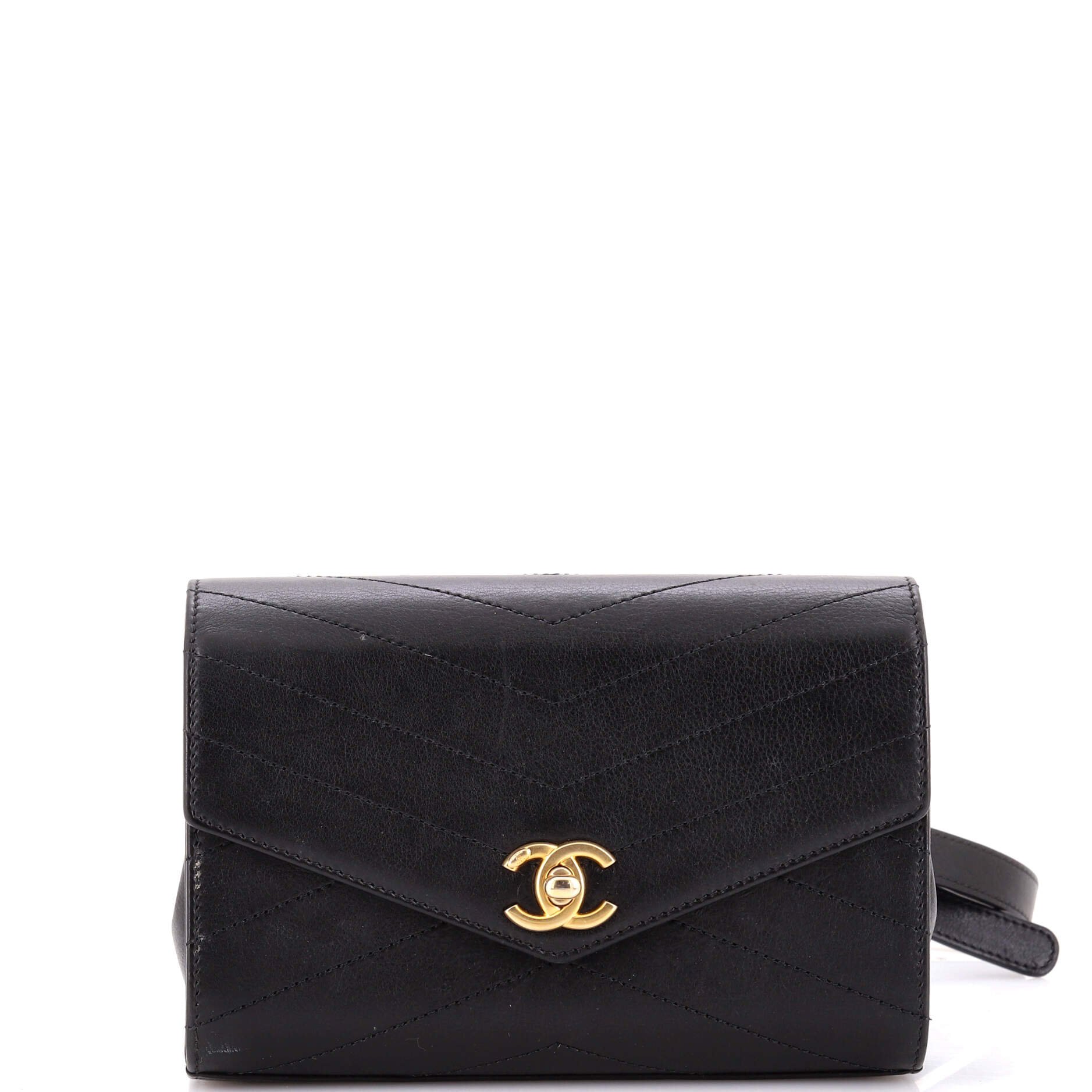 Coco Chevron Waist Bag Stitched Calfskin