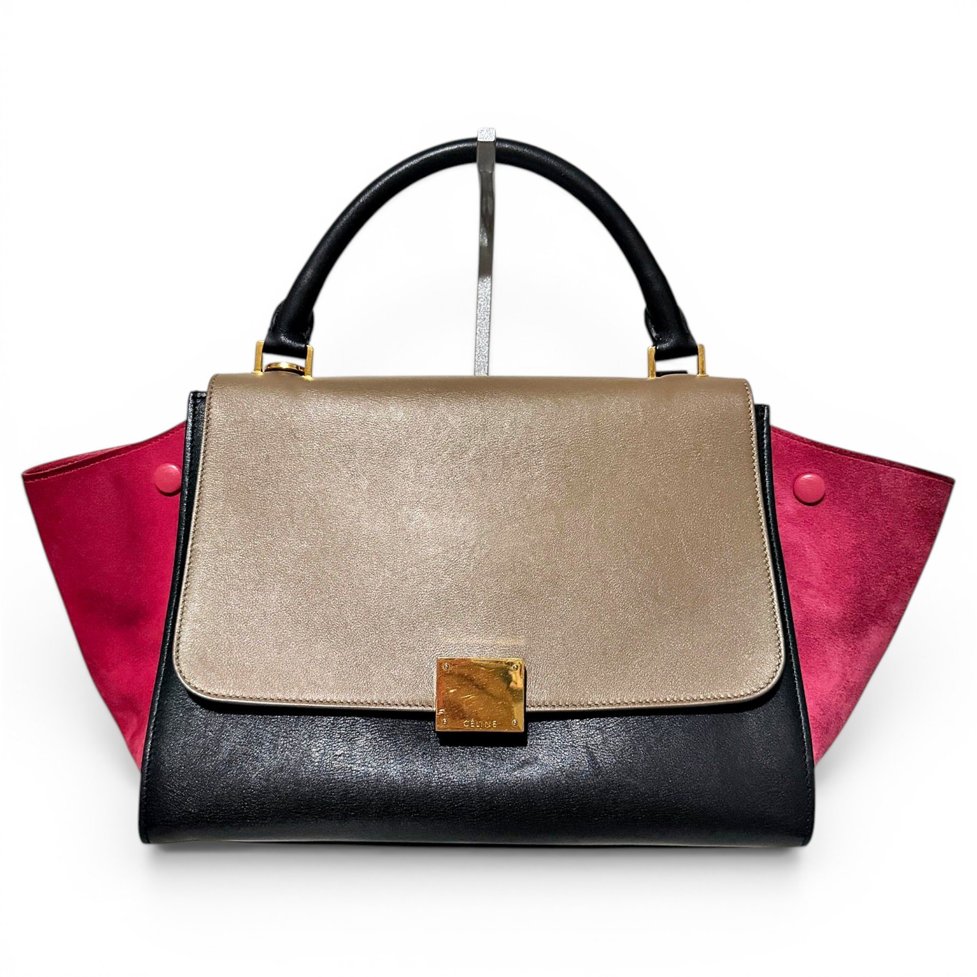 Trapèze leather handbag