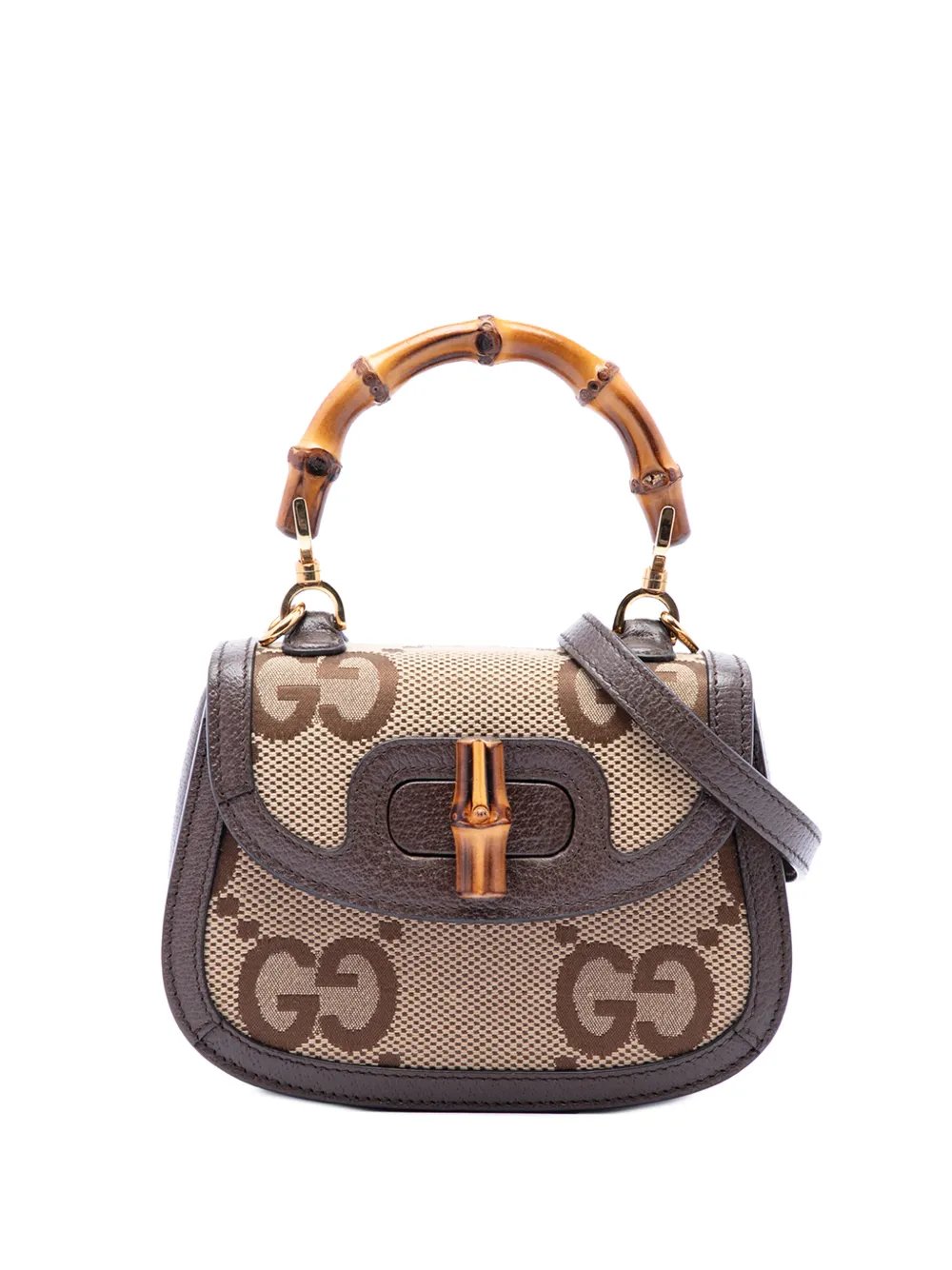 2016-2026 Mini Jumbo GG Canvas 1947 Bamboo Top Handle Bag satchel