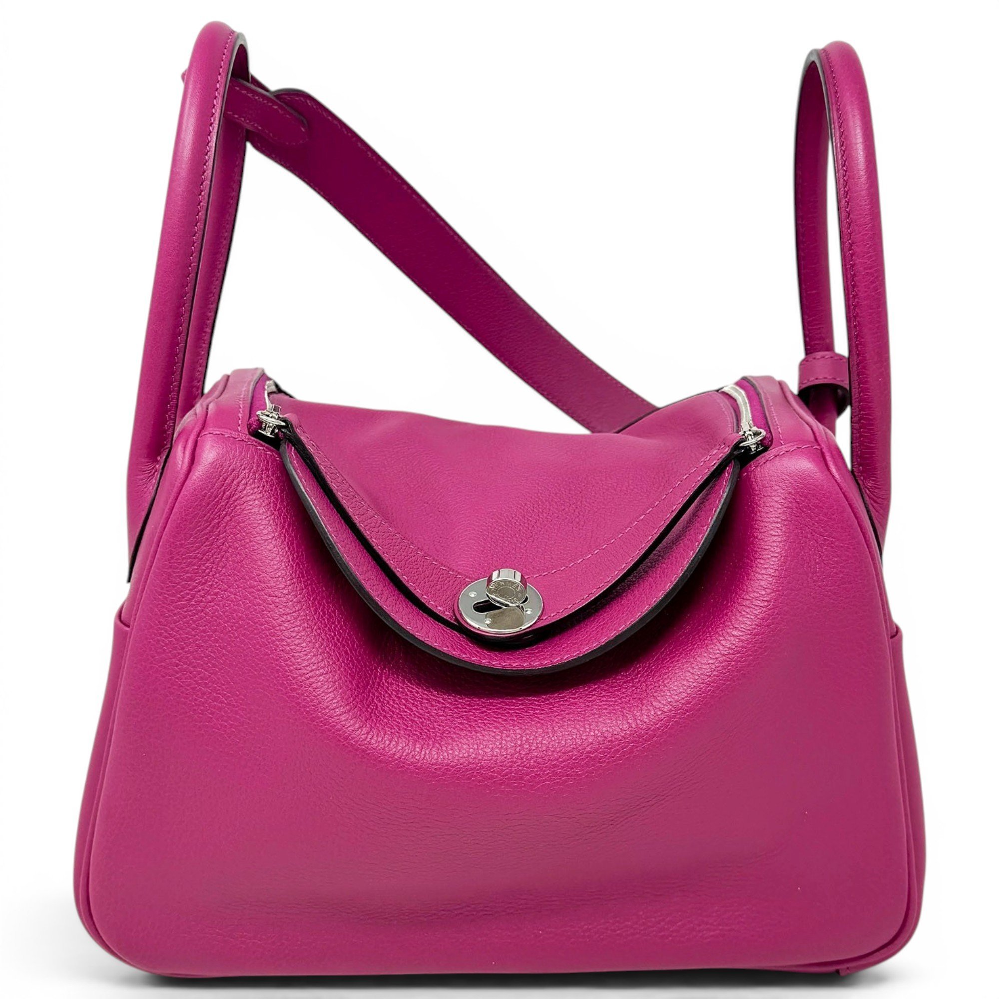 Hermes Lindy Handbag Rose Pourpre Evercolor Leather 2017