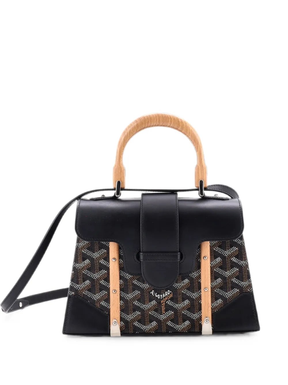 Structured Saigon Top Handle Bag Coated Canvas with Leather Mini satchel