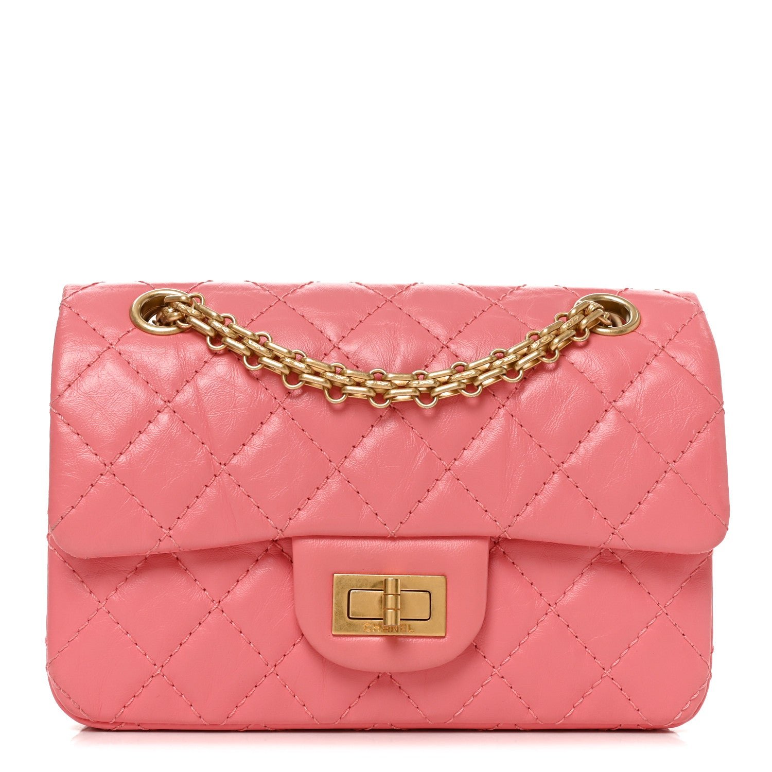 Chanel Aged Calfskin Quilted 2.55 Reissue Mini Flap Coral