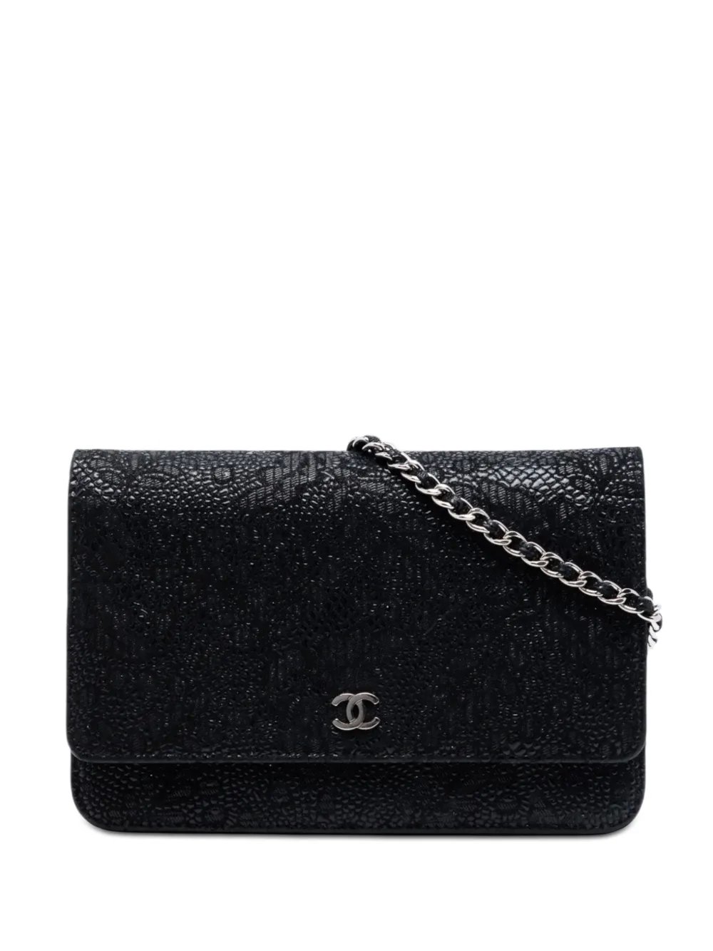2013-2014 CC Lace Overlay Goatskin Wallet On Chain crossbody bag