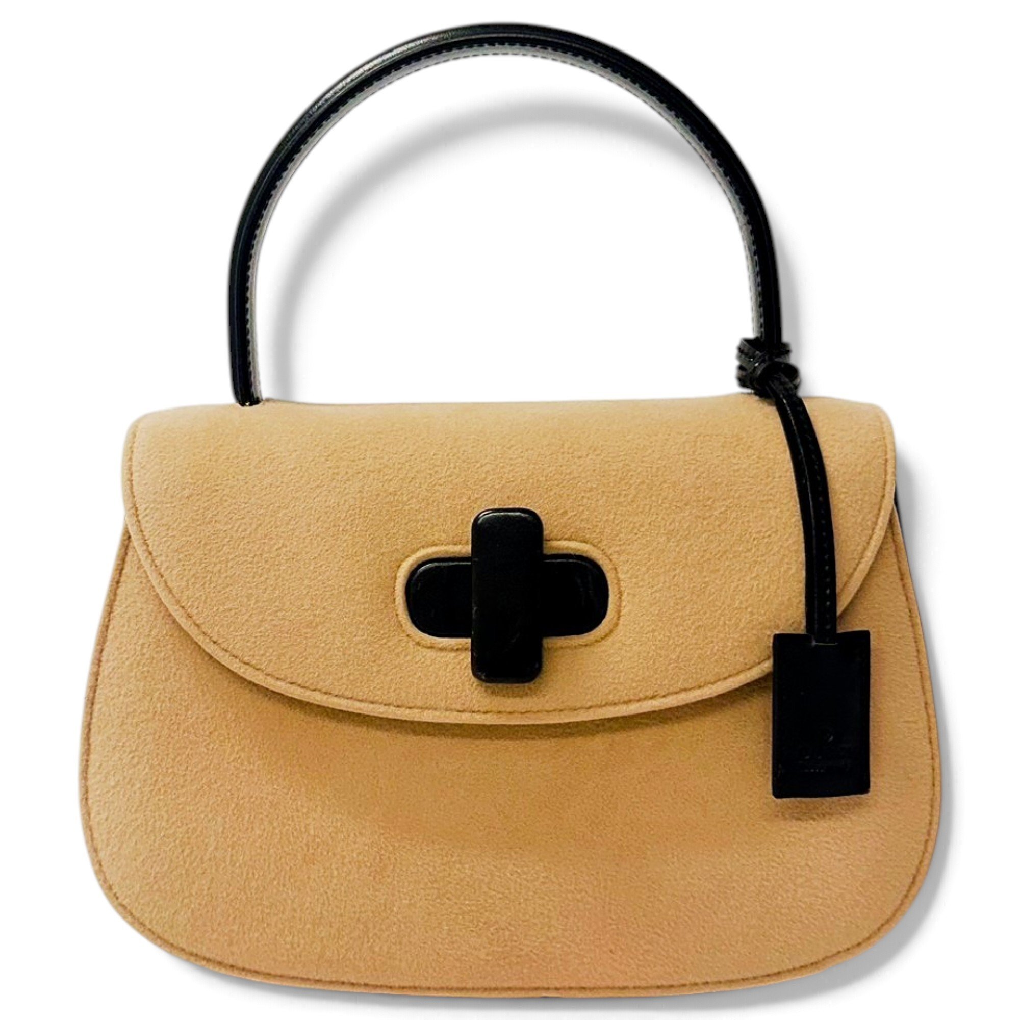 Convertible Bamboo Top Handle wool handbag