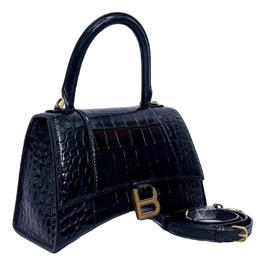 Hourglass leather handbag