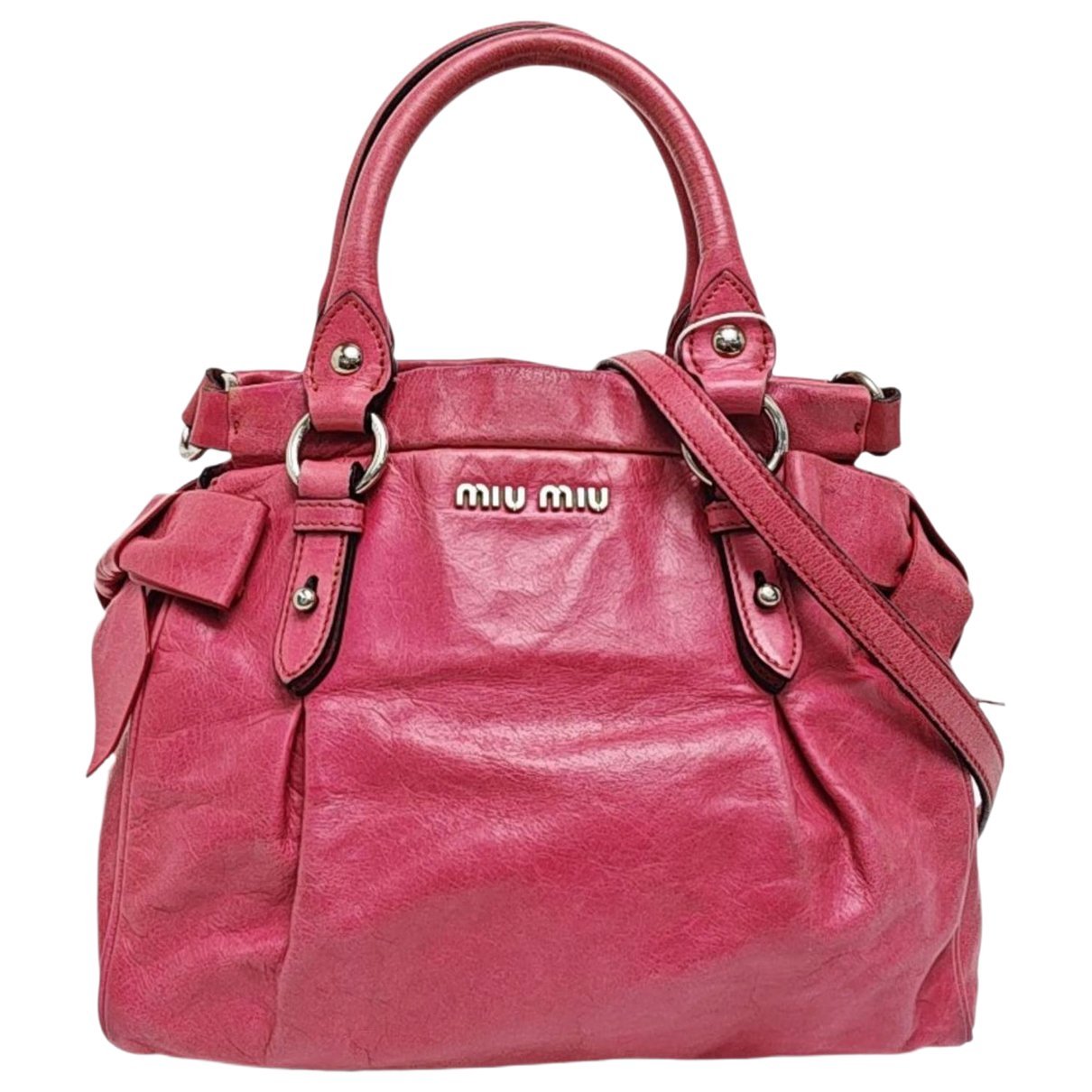 Bow bag leather handbag