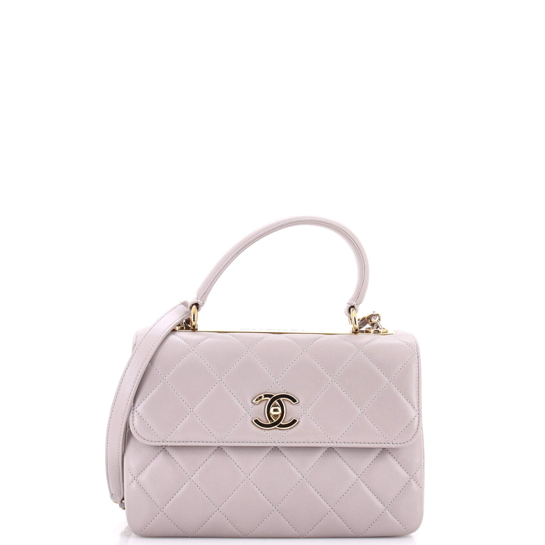 Trendy CC Top Handle Bag Quilted Lambskin Small
