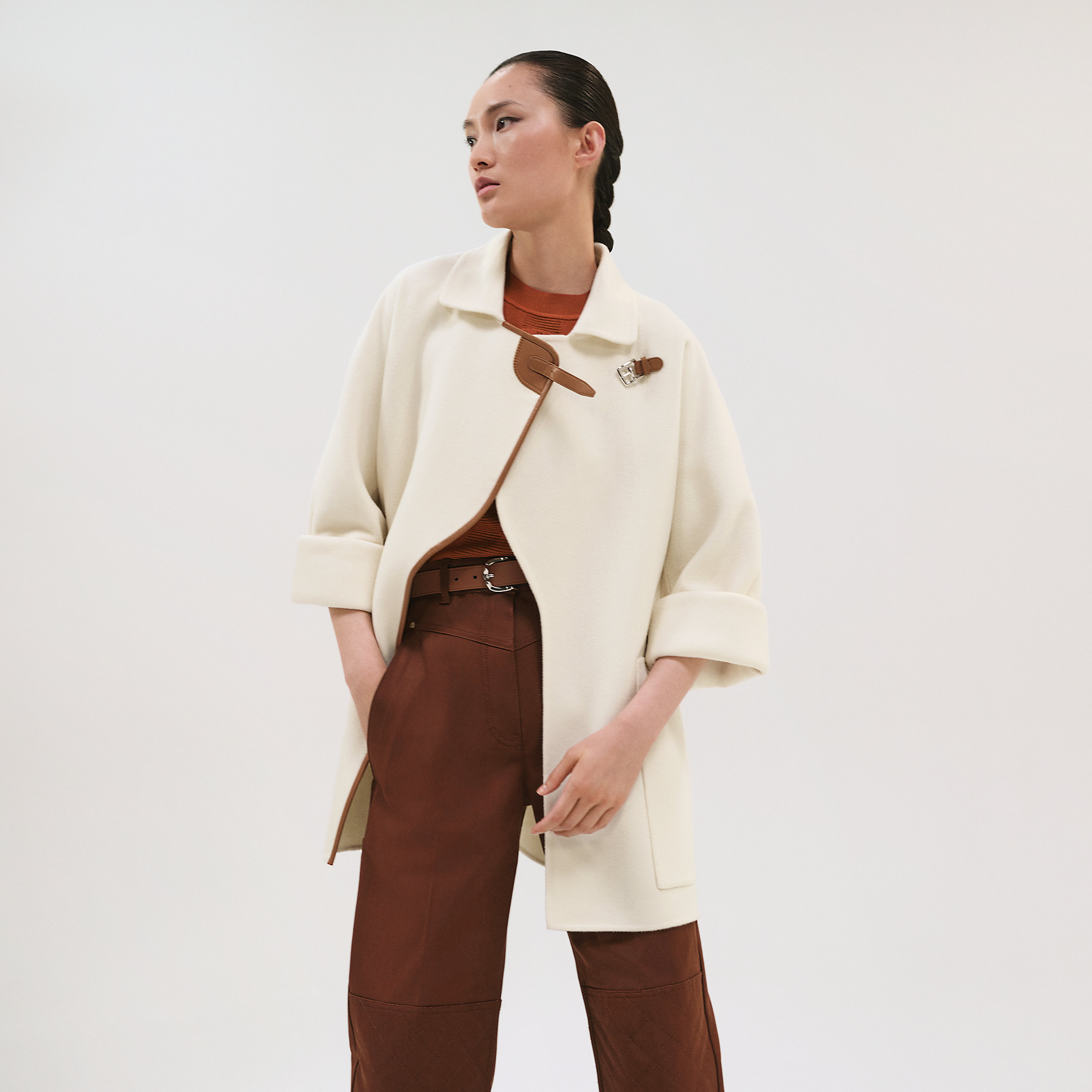 Jacket with leather detail