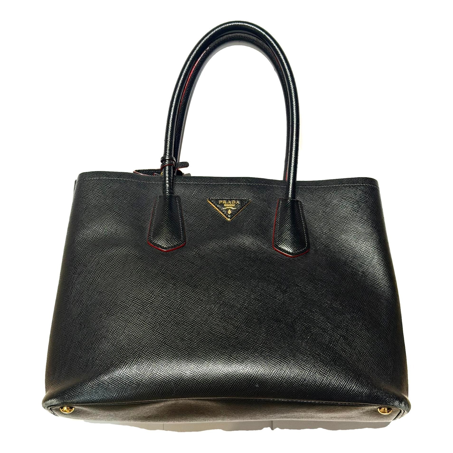 Double leather handbag