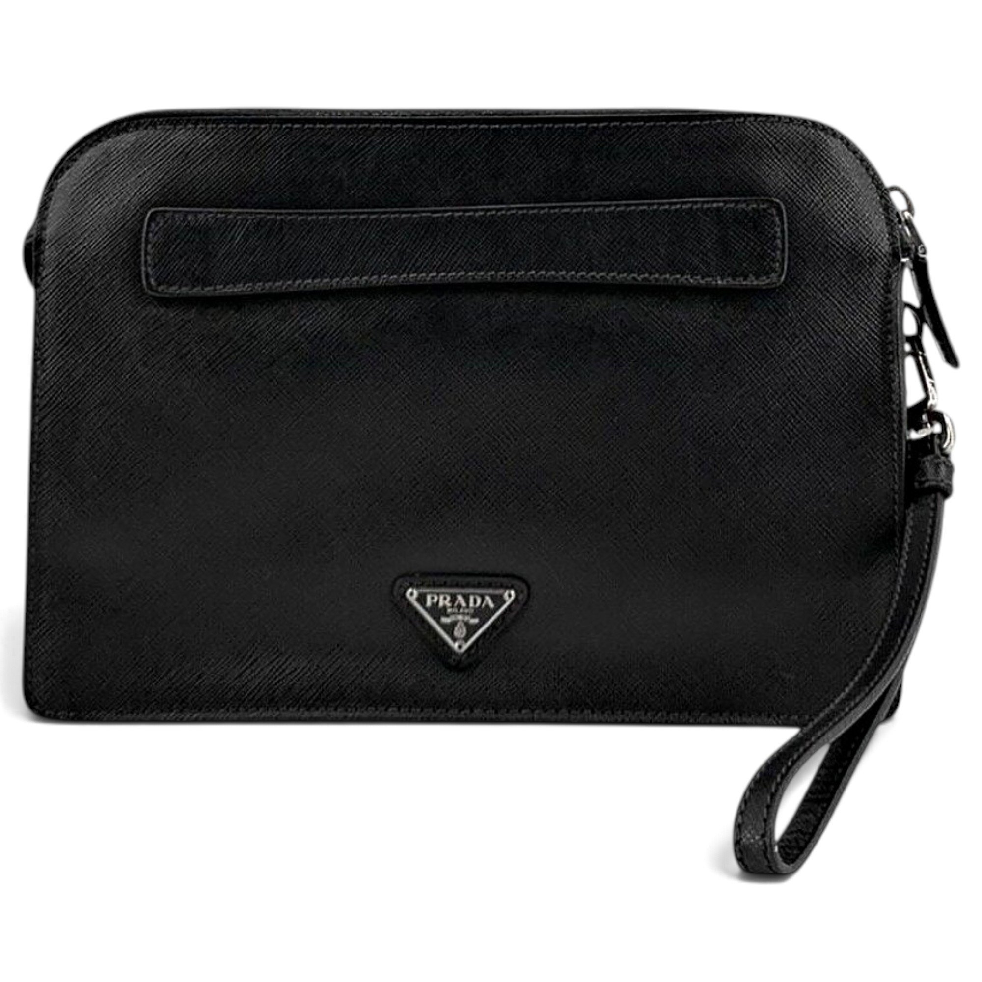 Triangle leather clutch bag