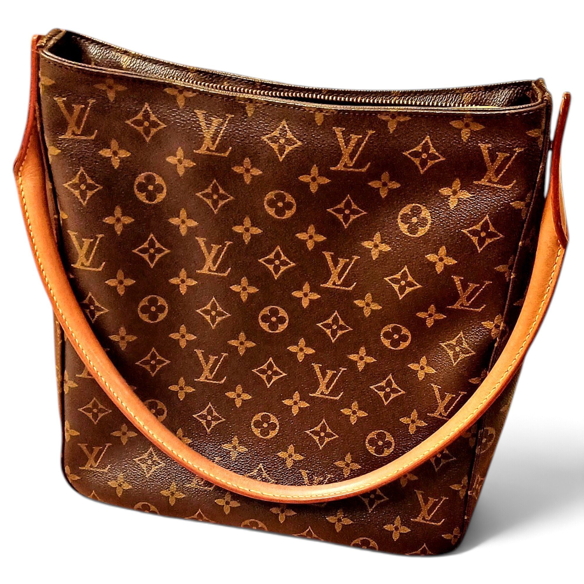 Looping leather handbag