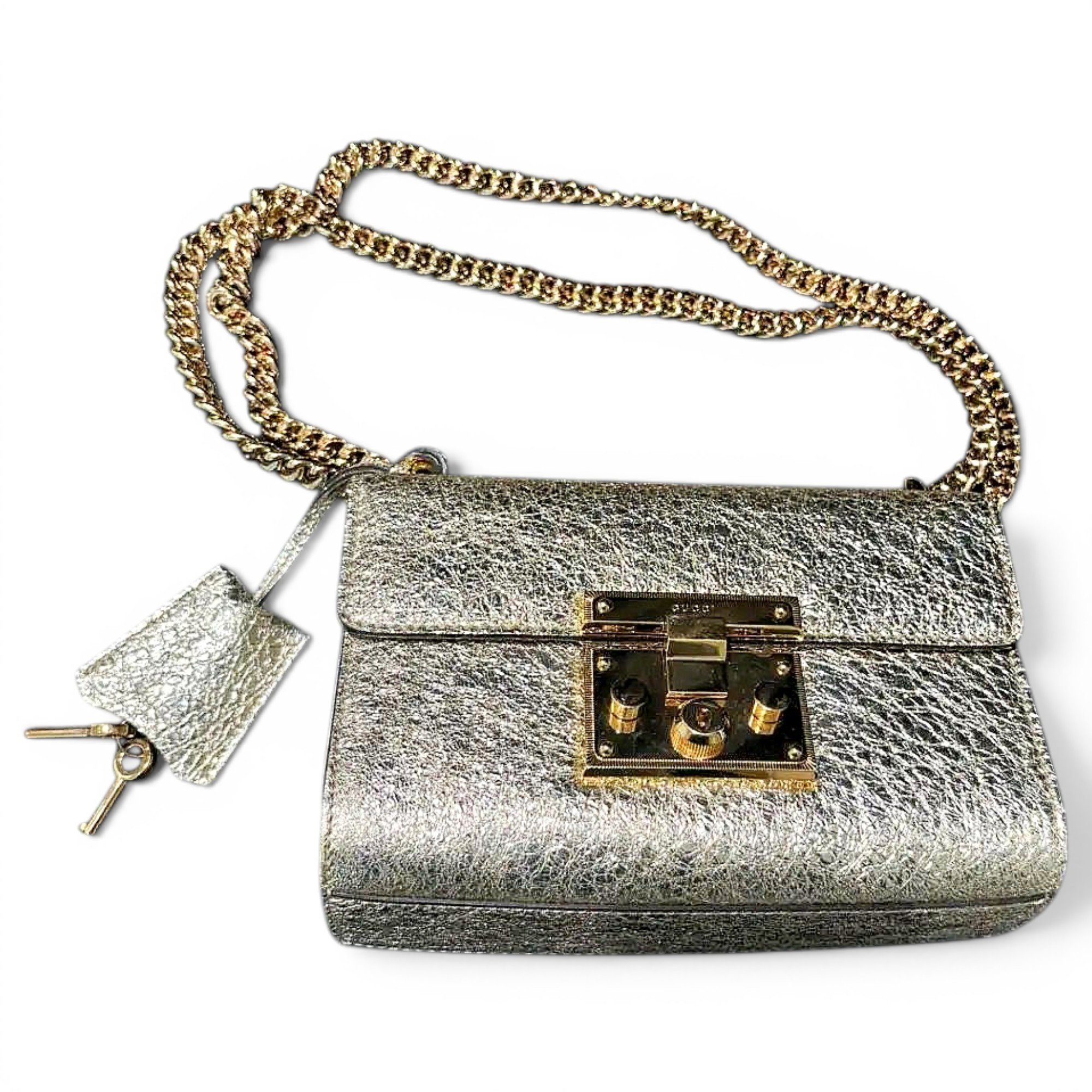 Padlock leather handbag