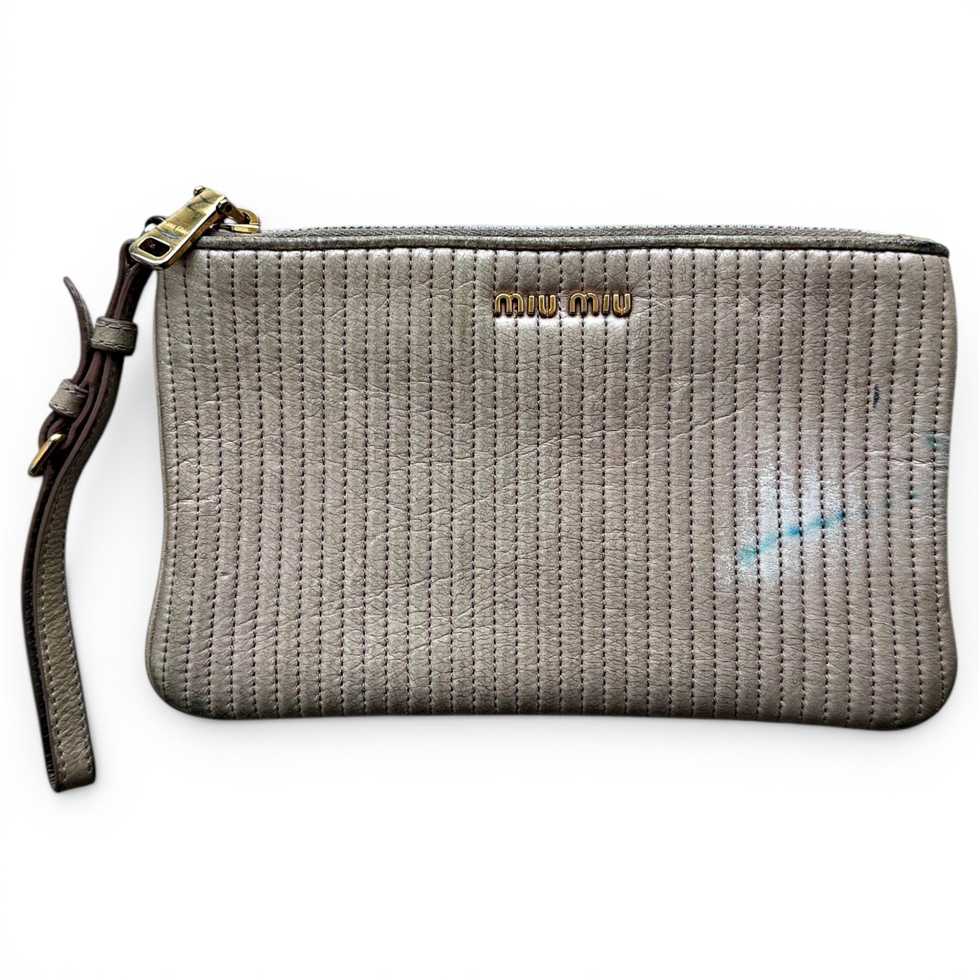 Matelassé leather clutch bag