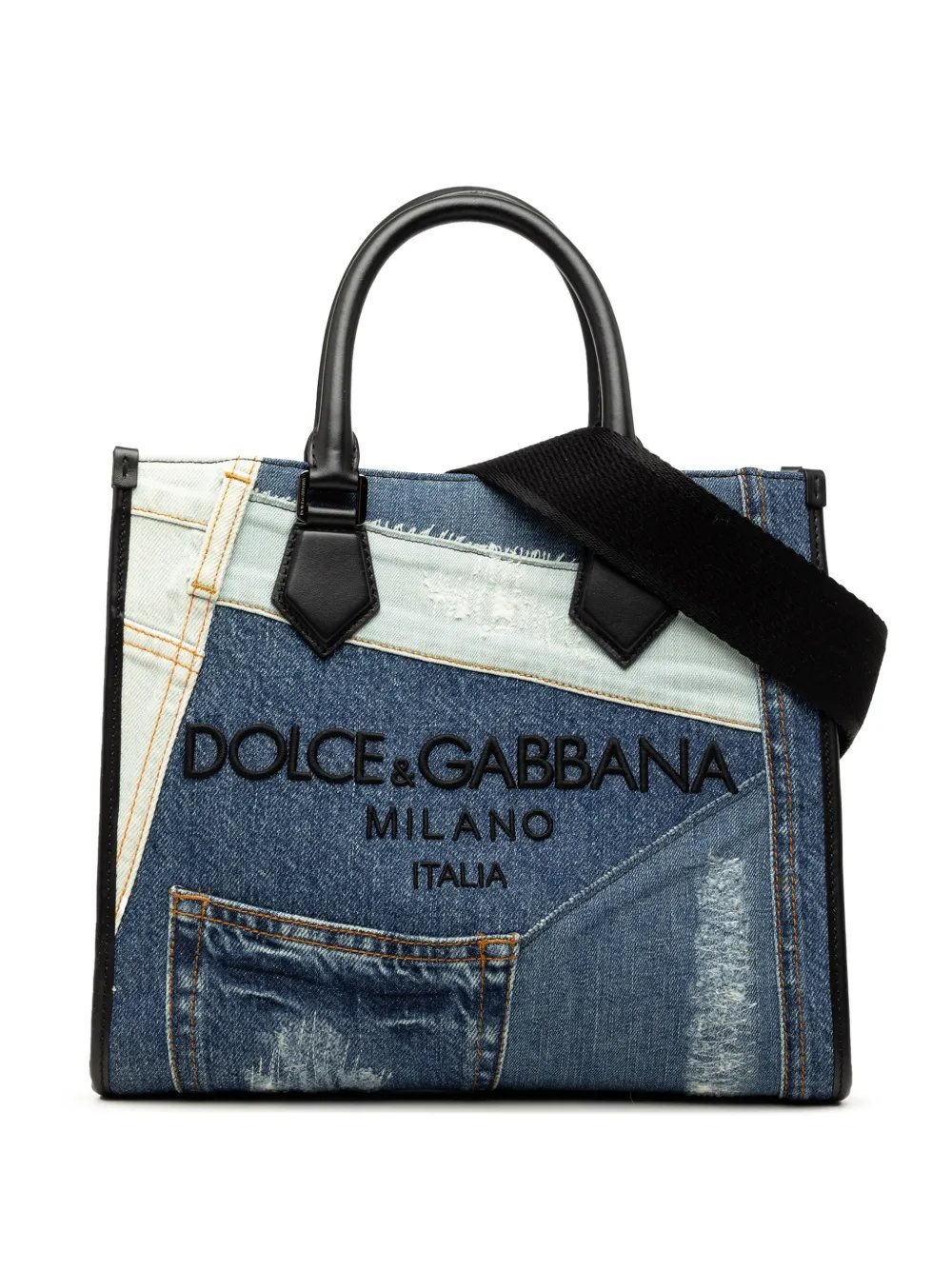 2010-2026 Denim Patchwork Logo Shopper Tote satchel