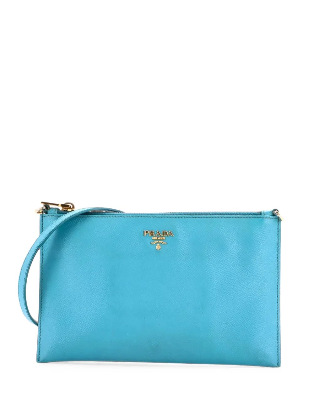 Prada Zip Flat Shoulder Bag Saffiano Leather Small clutch bag