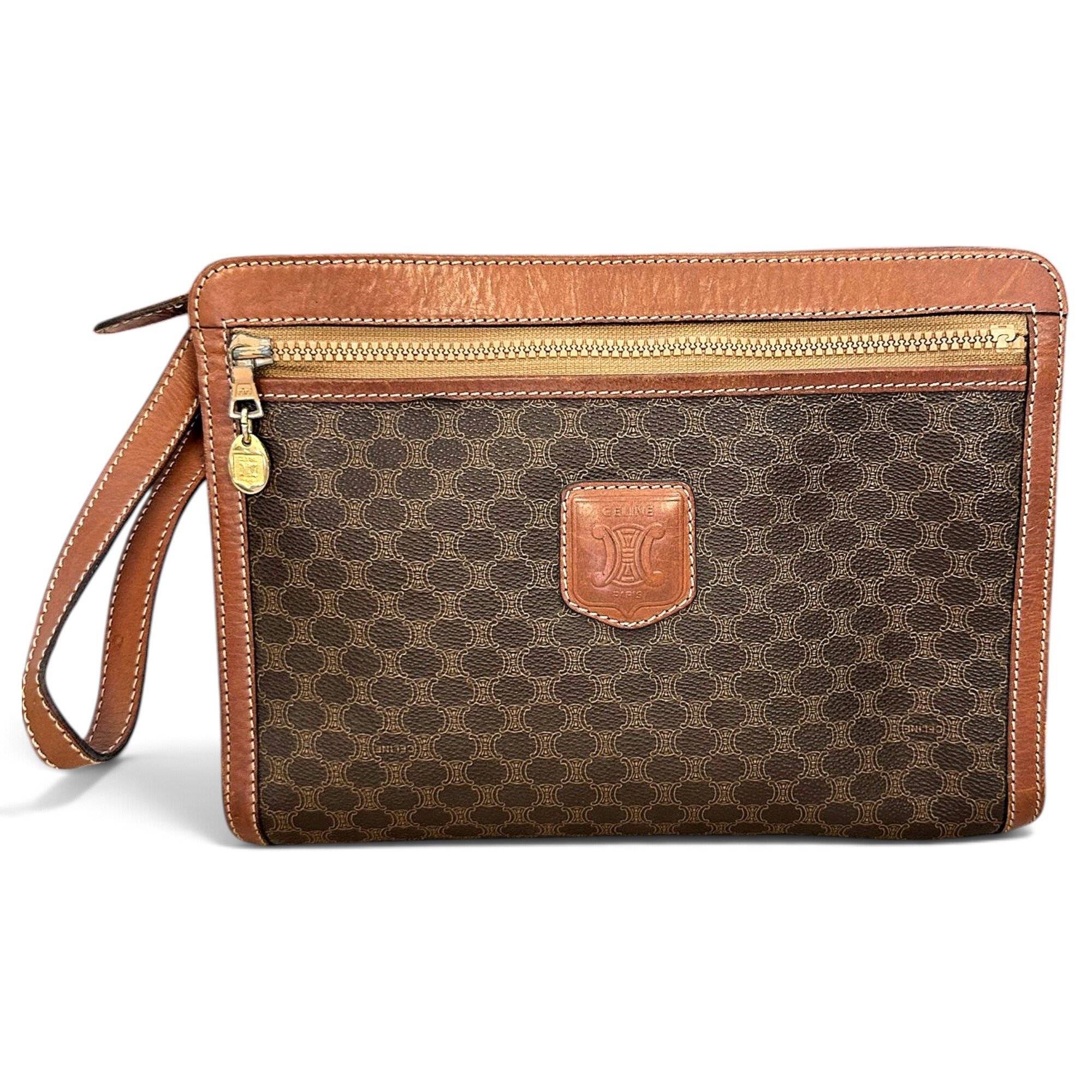 Triomphe Vintage leather clutch bag