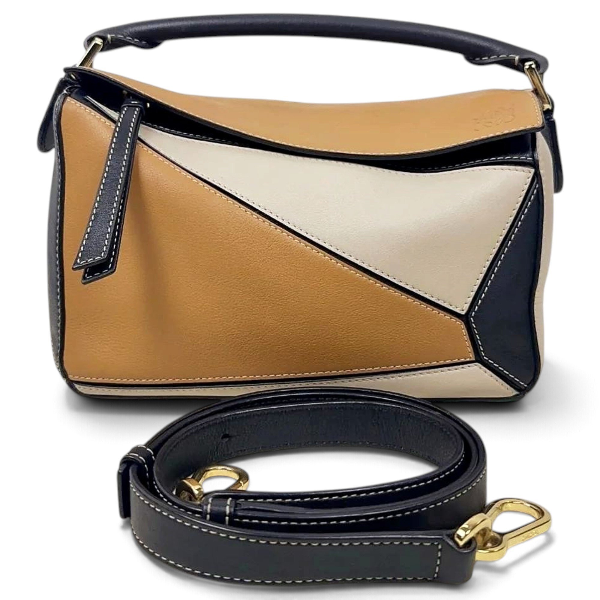 Puzzle leather crossbody bag