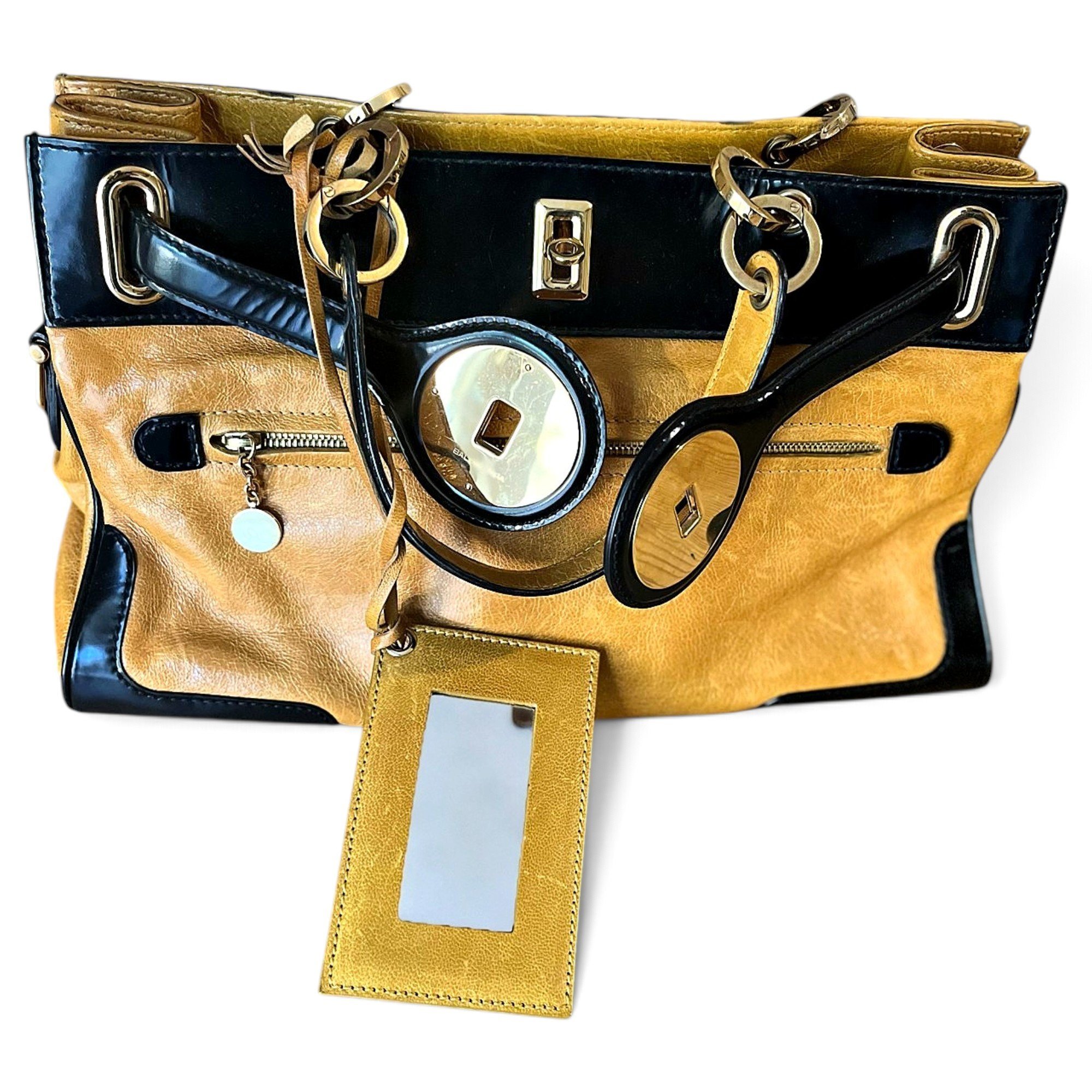 Padlock leather handbag
