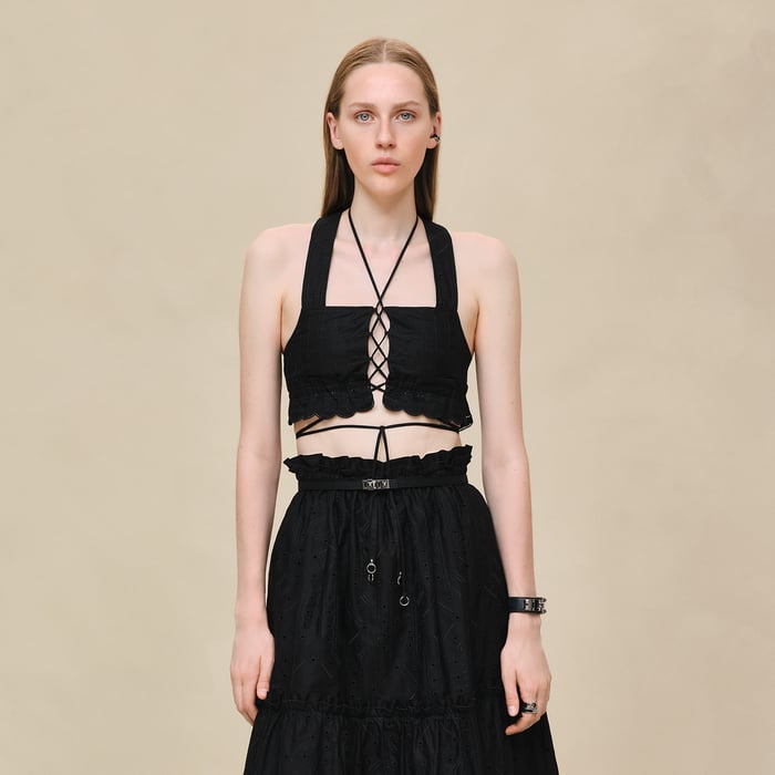 Noir Embroidered Bra