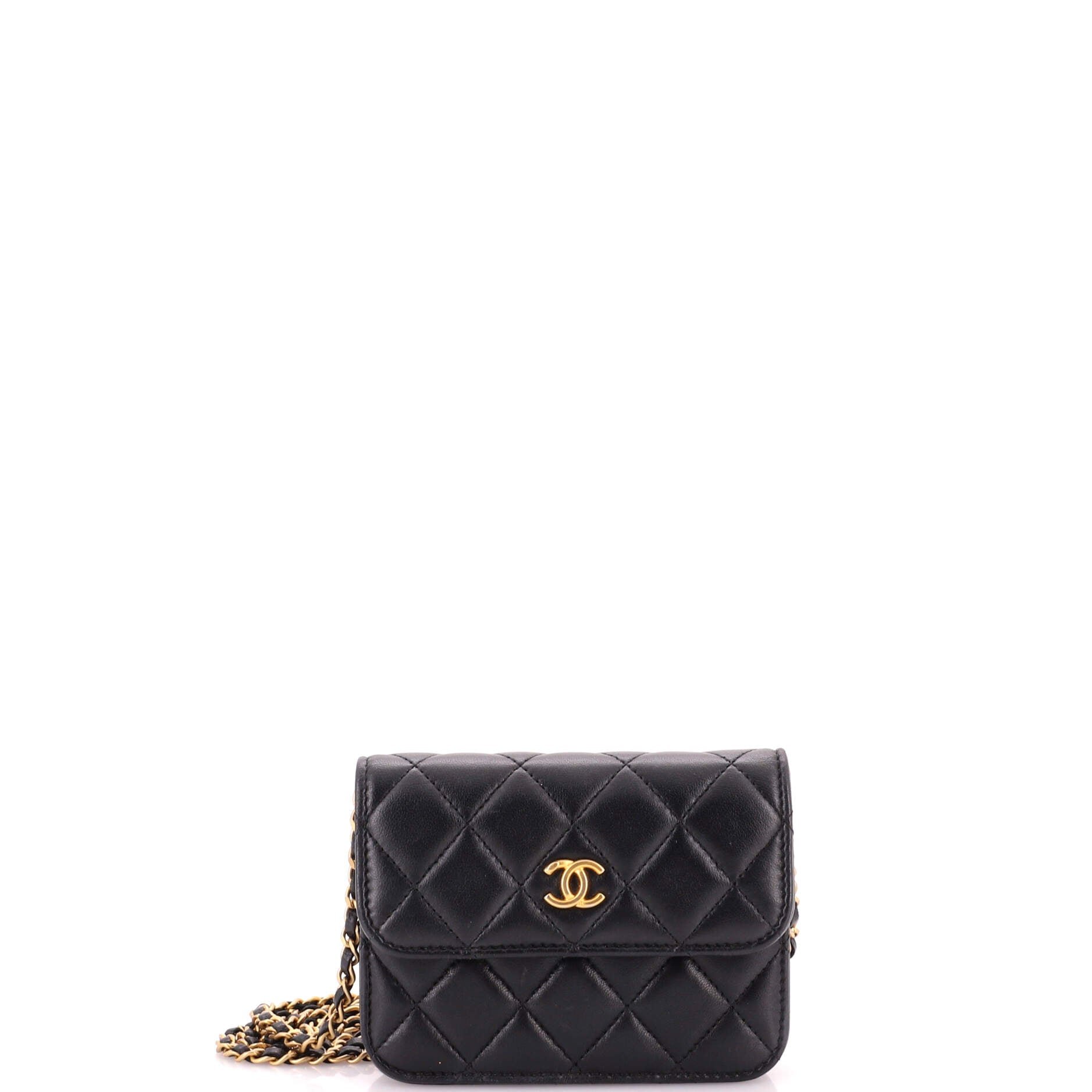 Pearl Crush Flap Clutch with Chain Quilted Lambskin Mini