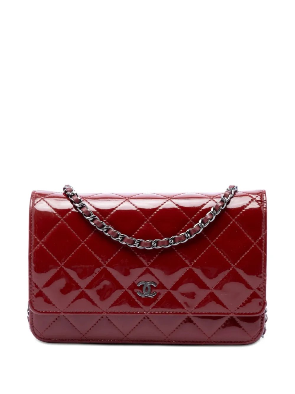 2014 CC Quilted Patent Wallet on Chain crossbody bag
