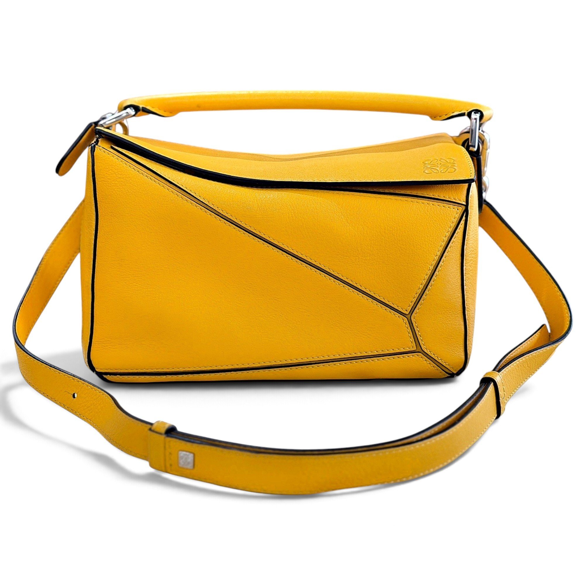 Puzzle leather handbag