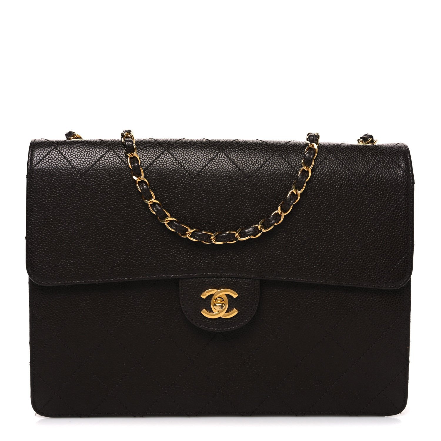 Chanel Caviar Stitch Jumbo Single Flap Brown