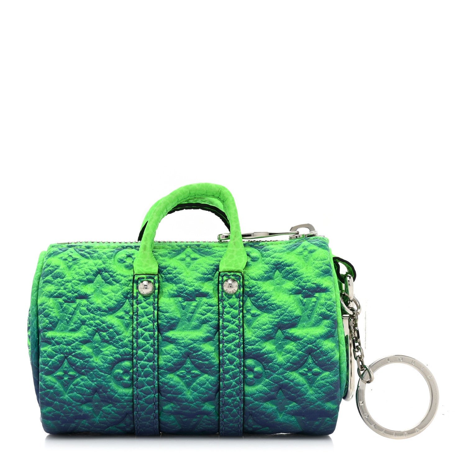 Louis Vuitton Taurillon Illusion Mini Keepall Earphones Pouch Bleu Vert