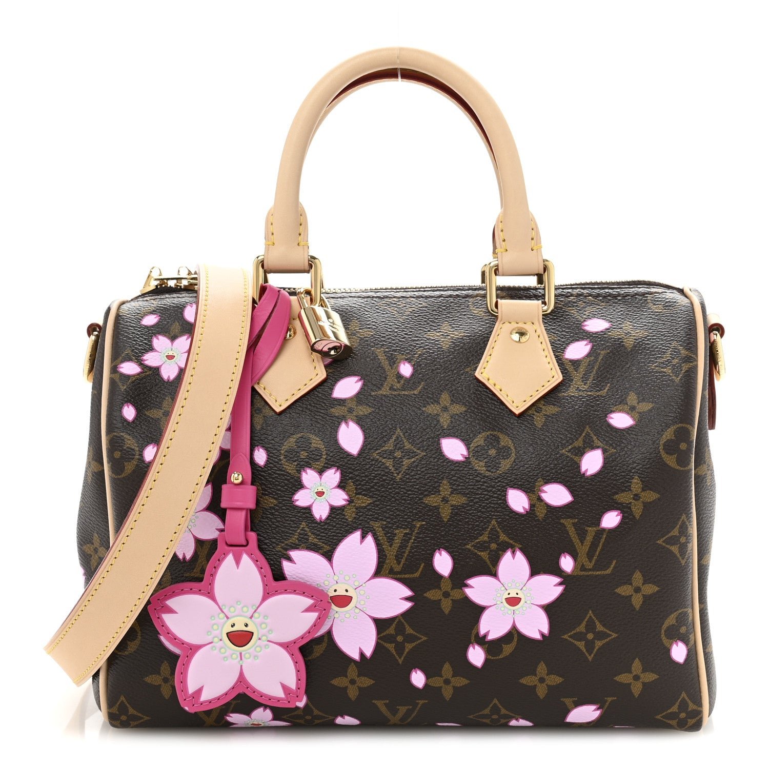 Louis Vuitton LV X TM Monogram Cherry Blossom Speedy Bandouliere 25 Sakura Brown