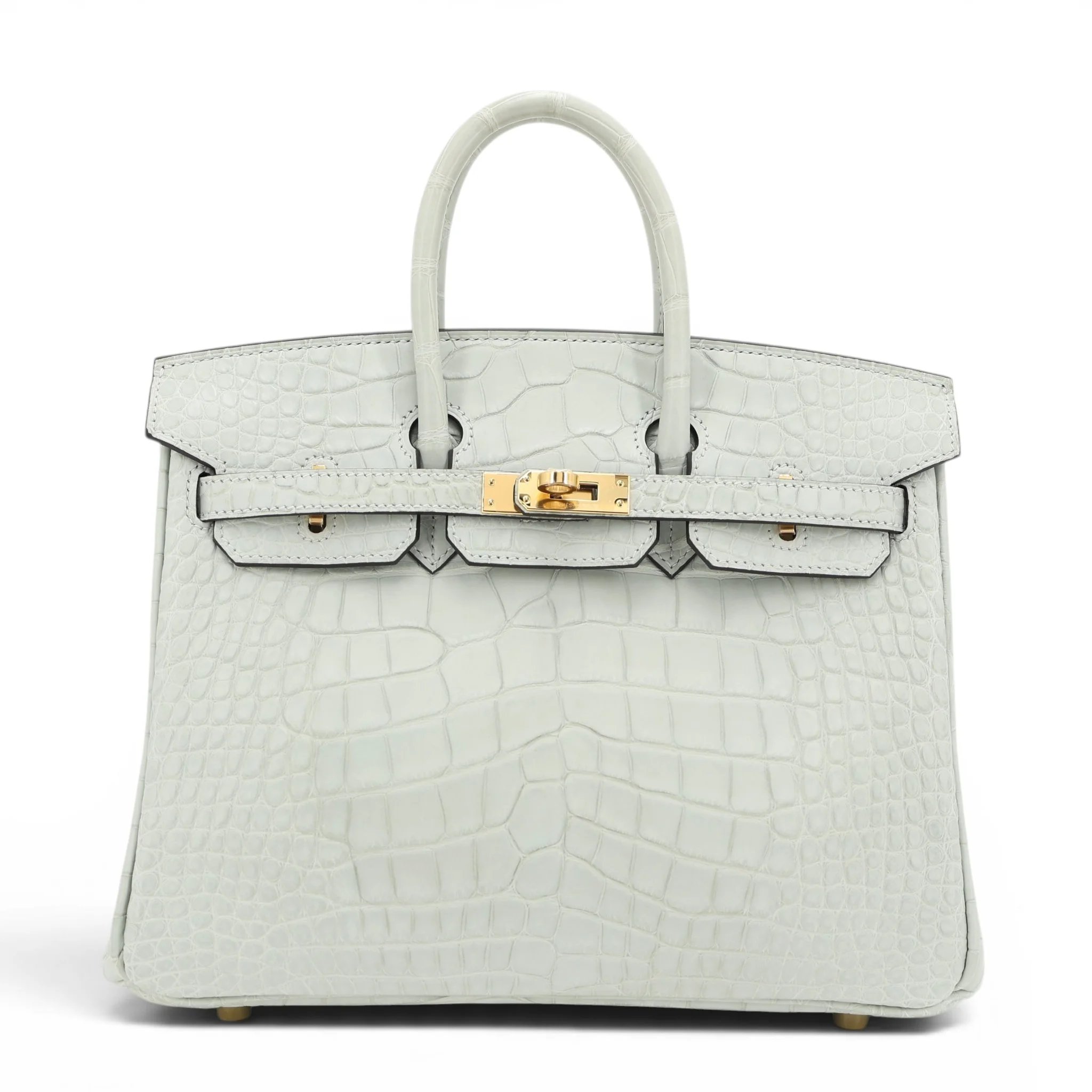 Brand New ( Rank N ) HERMÈS Birkin 25 Gris Neve (0W) Matte Alligator Gold hardware K (2025)