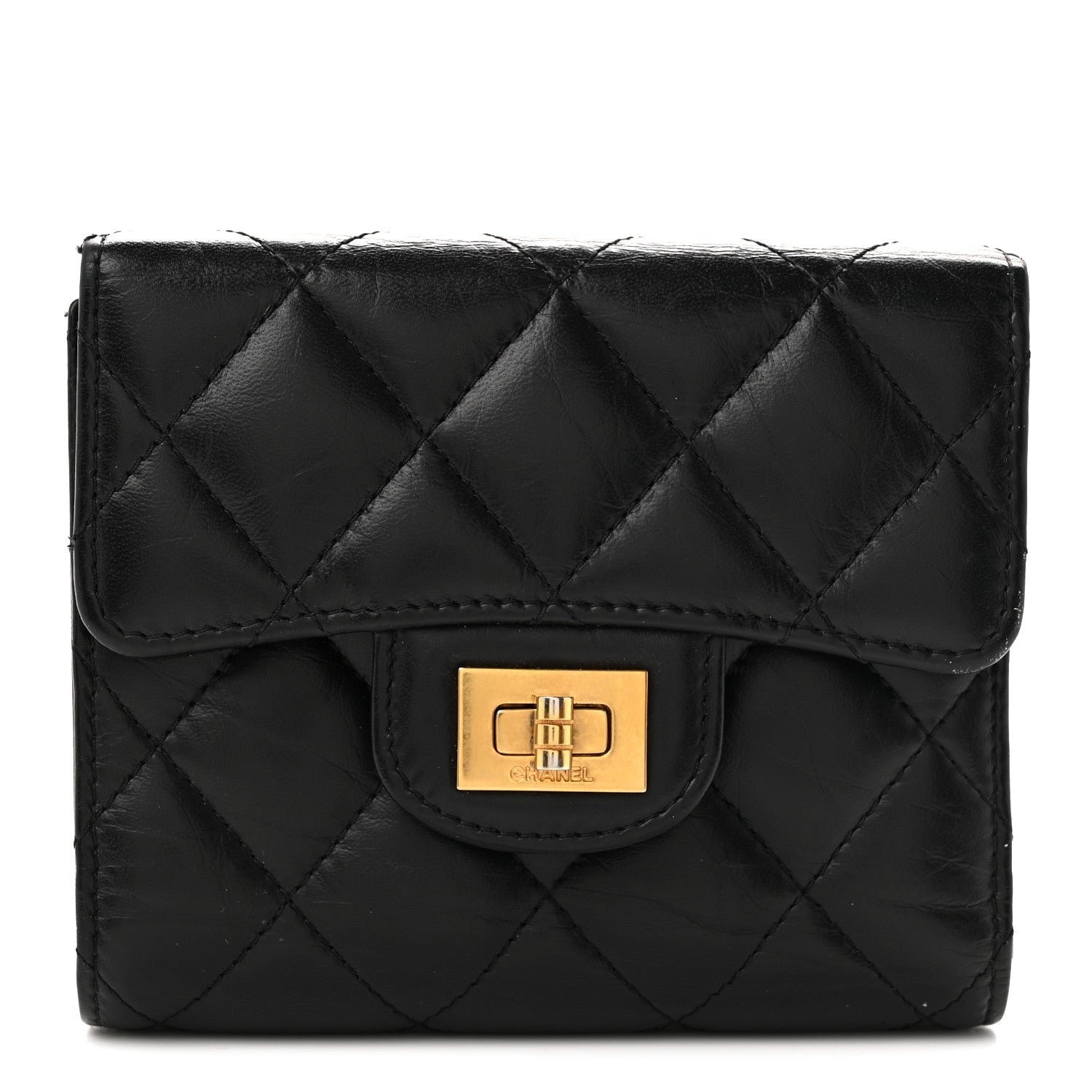 Chanel Aged Calfskin Quilted Reissue Compact Wallet Black