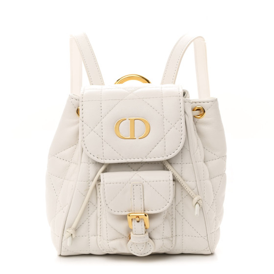 Dior Lambskin Macrocannage Nano Caro Backpack Latte