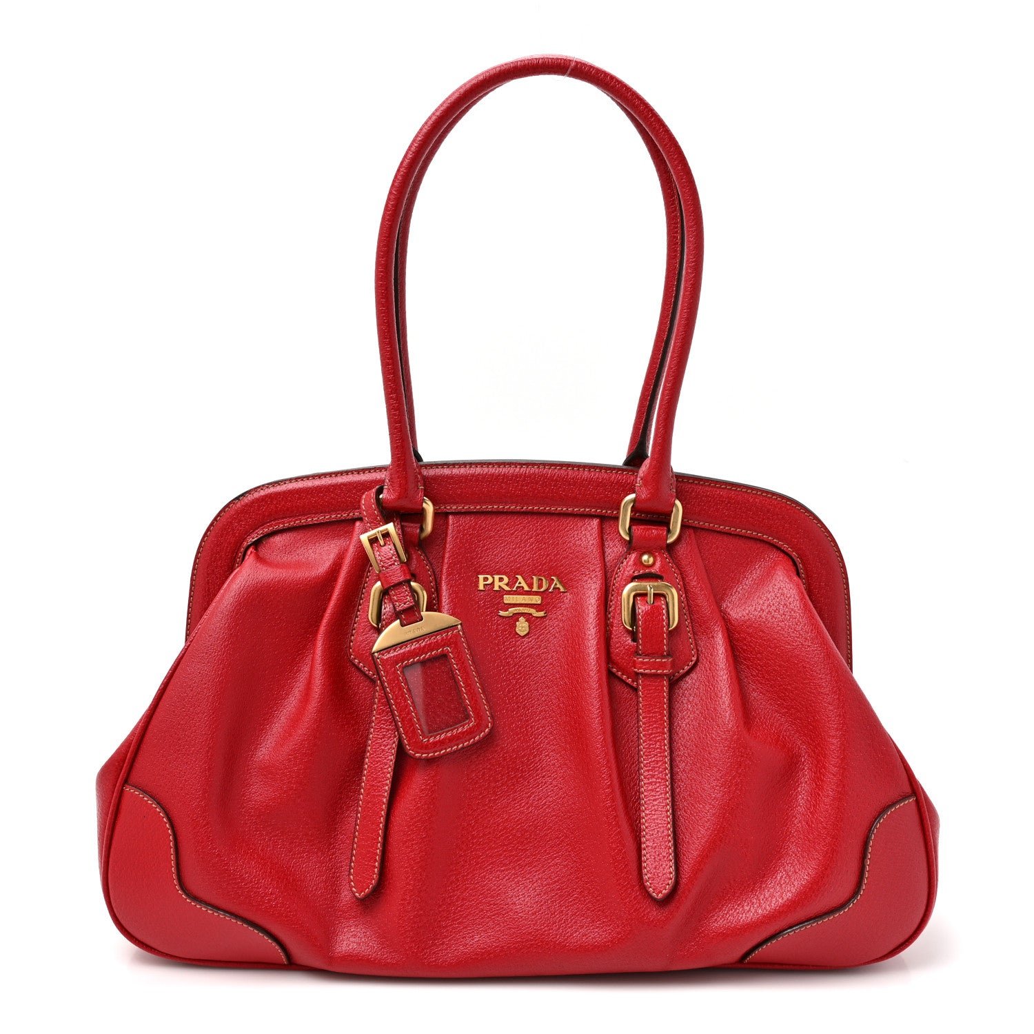 Prada Cinghiale Antik Top Handle Bag Rubino