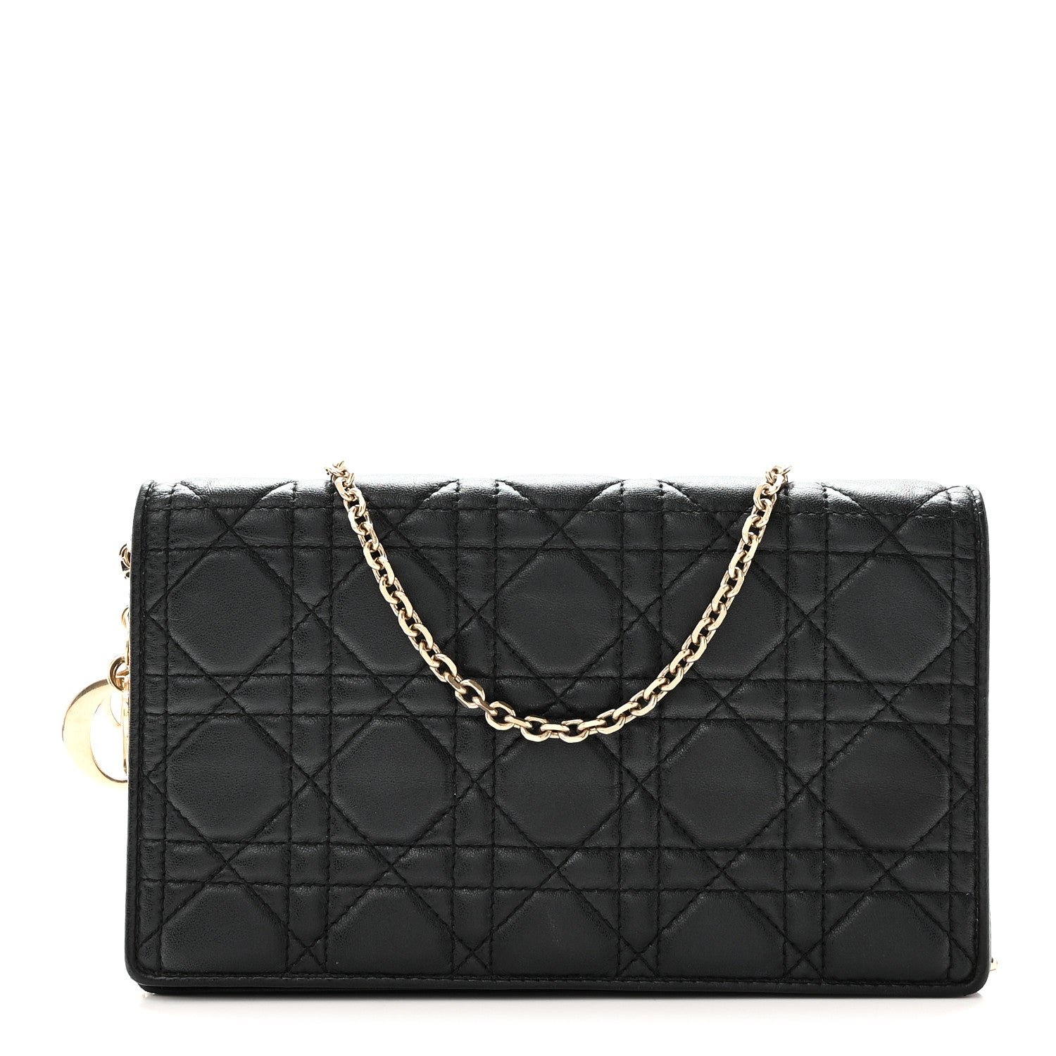 Christian Dior Lambskin Cannage Lady Dior Pouch Black