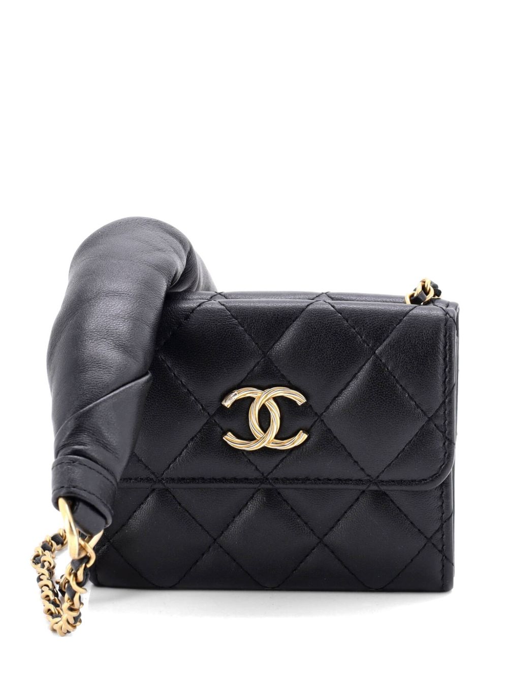 Card Holder with Padded Chain Strap Quilted Lambskin shoulder bag