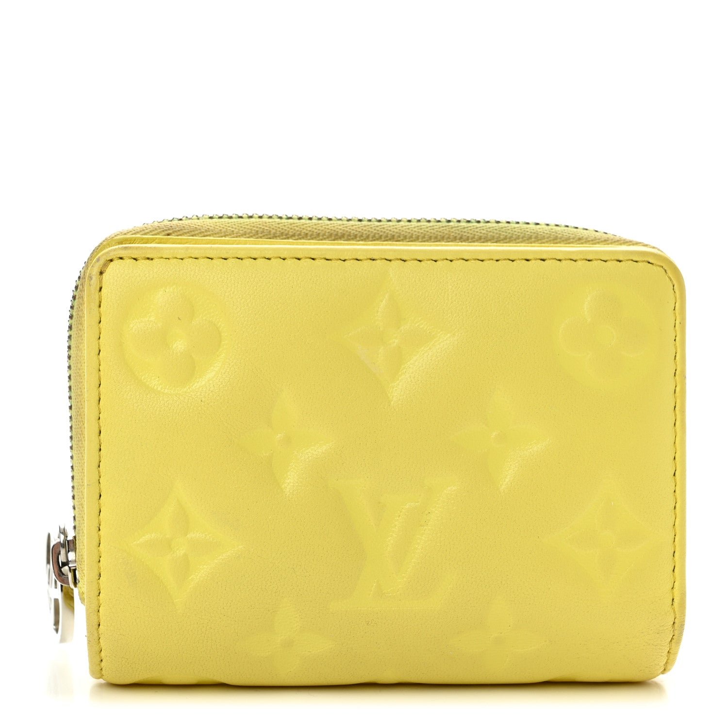 Louis Vuitton Lambskin Embossed Monogram Lou Coussin Wallet Yellow