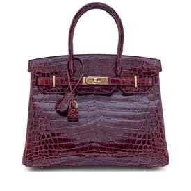 Hermes Bordeaux Shiny Crocodile Niloticus Birkin 30 Gold Hardware, 2015