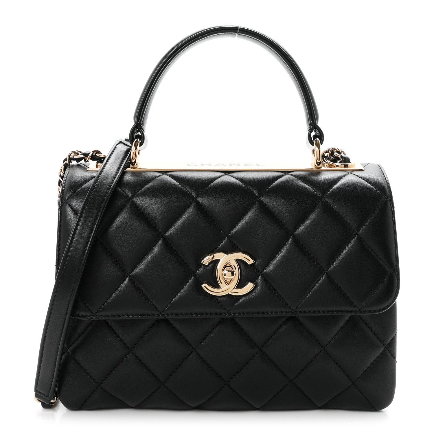 Chanel Lambskin Quilted Small Trendy CC Dual Handle Flap Bag Black