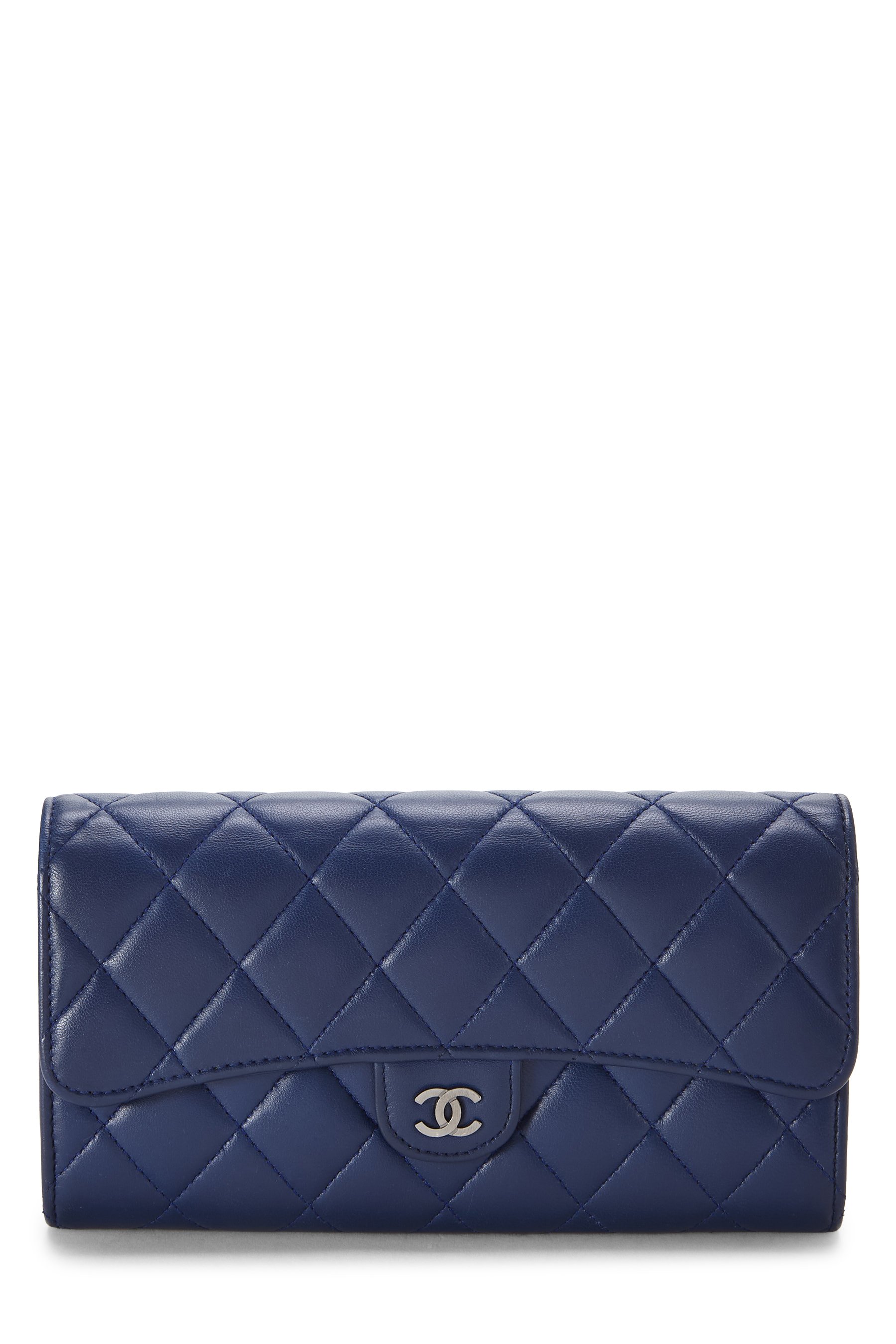 Chanel Blue Lambskin Classic Long Flap Wallet
