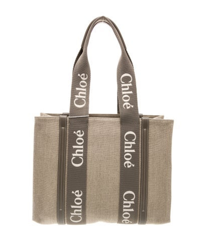 Chloe Canvas Woody Tote Bag Medium W Tags