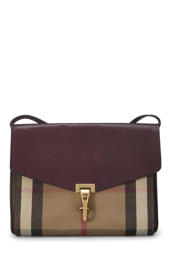 Burberry Burgundy House Check Canvas Macken Crossbody