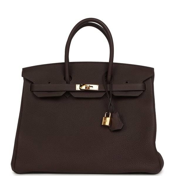 Hermes Pre-owned Hermes Birkin 35 Chocolate Togo Gold Hardware