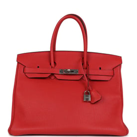 Hermes Pre-owned Hermes Birkin 35 Geranium Togo Palladium Hardware